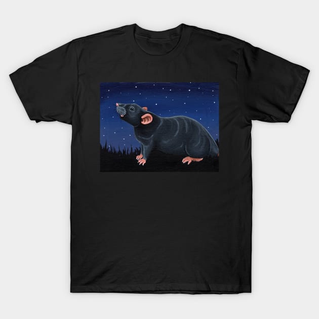 Grey Rat Stargazing T-Shirt by WolfySilver